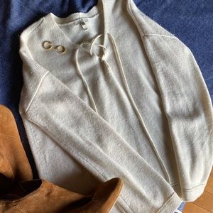 Joie Lace-up Sweater in Cream